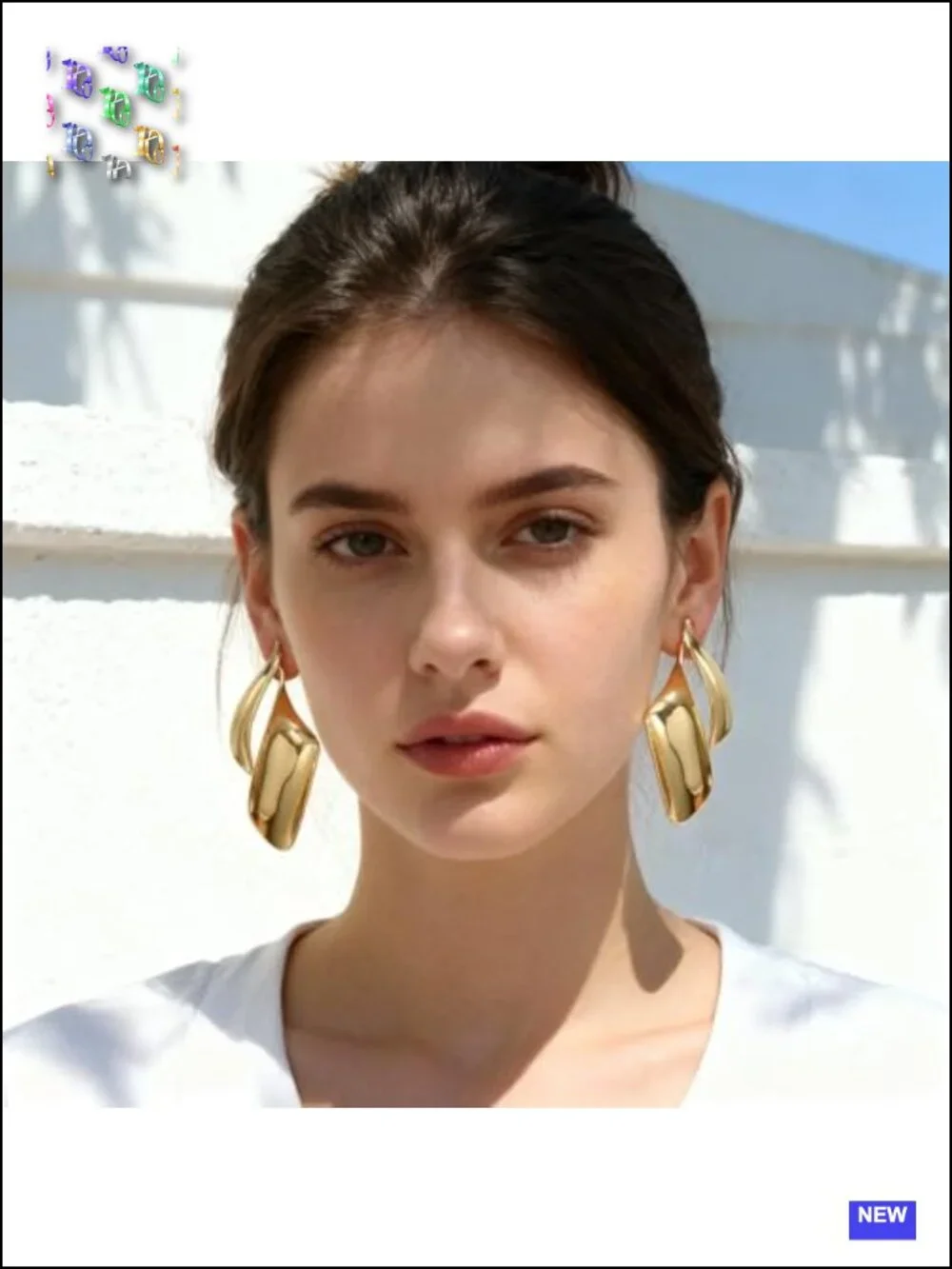 Chunky Gold Plated Statement Drop Dangle Earrings Geometric Metal